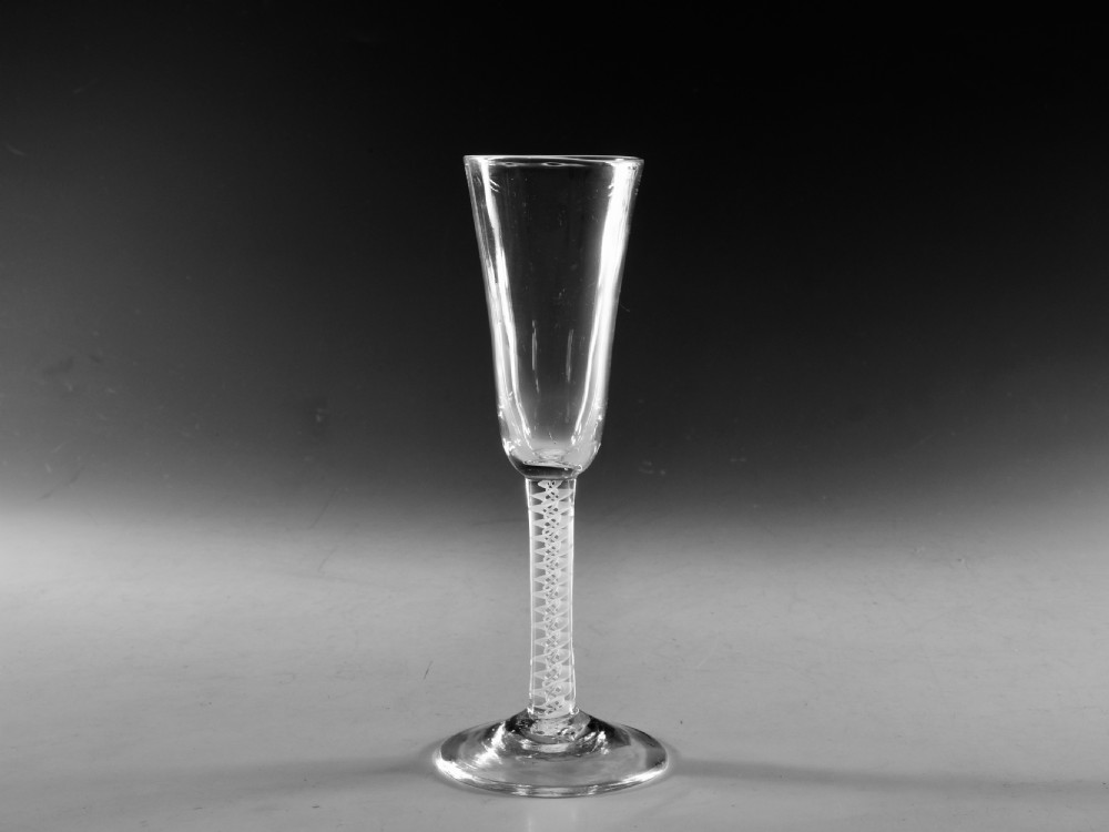 Antique glass ale glass opaque twist English c1765