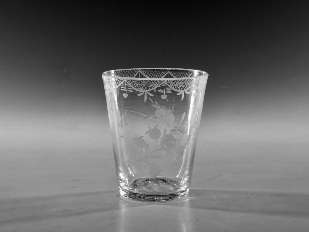 Antique glass tumbler engraved English c1780