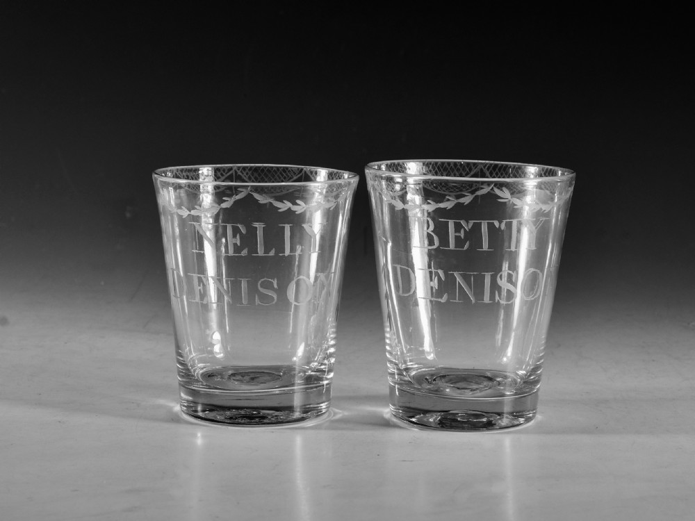 Antique glass pair of tumblers c1790