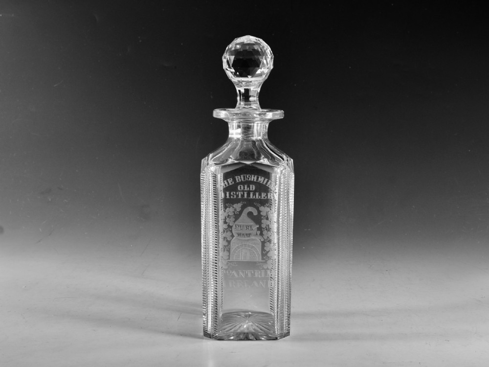 Antique glass Bushmills Whiskey Decanter c1890