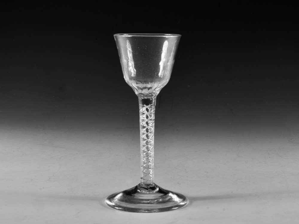 Antique glass wine glass mercury twist English c1755