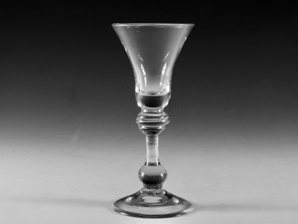Antique glass baluster wine glass English c1725