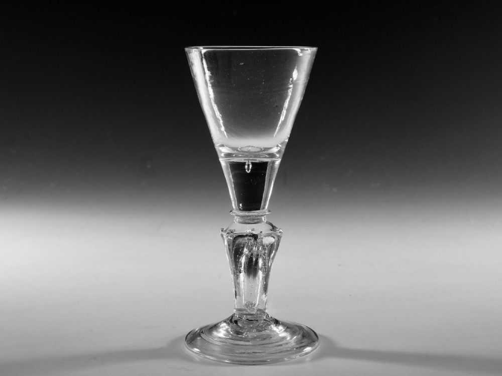 Antique glass wine glass pedestal stem English c1725