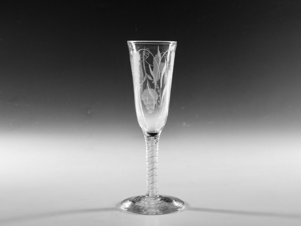 Antique glass opaque twist ale glass English c1765