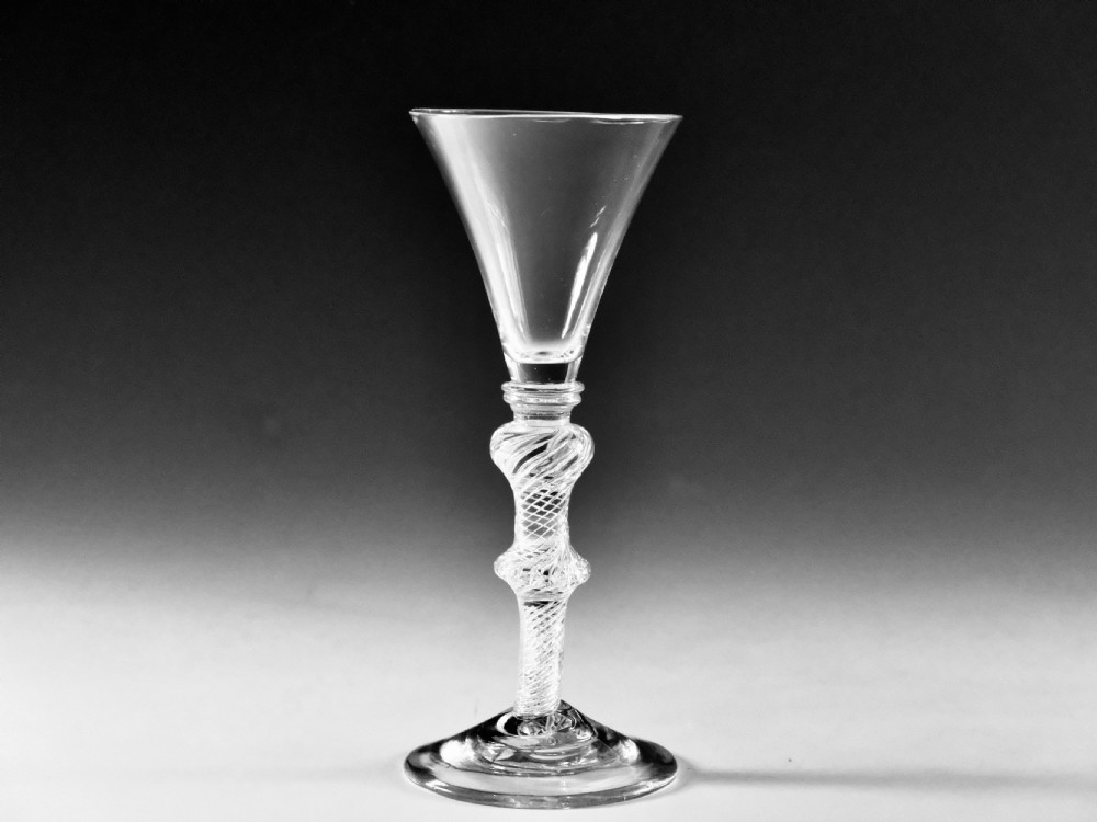 Antique glass air twist wine glass English c1755