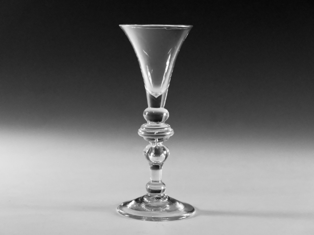 Antique glass baluster wine glass English c1725-30