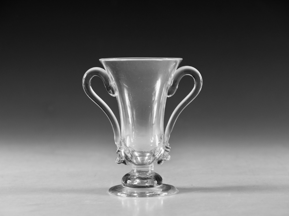 Antique glass jelly glass double handle English c1750