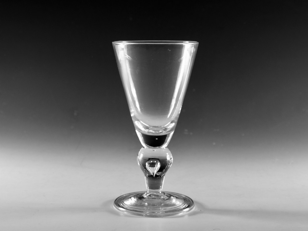 Antique glass baluster wine glass English c1710