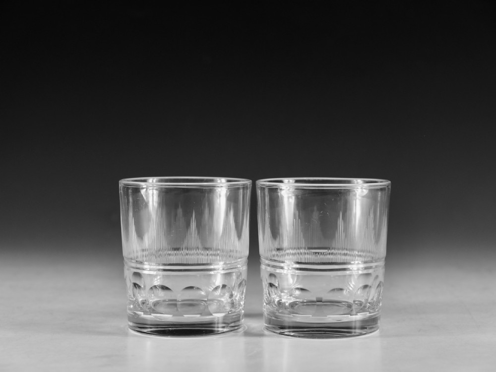 Antique glass tumblers pair English c1830-40