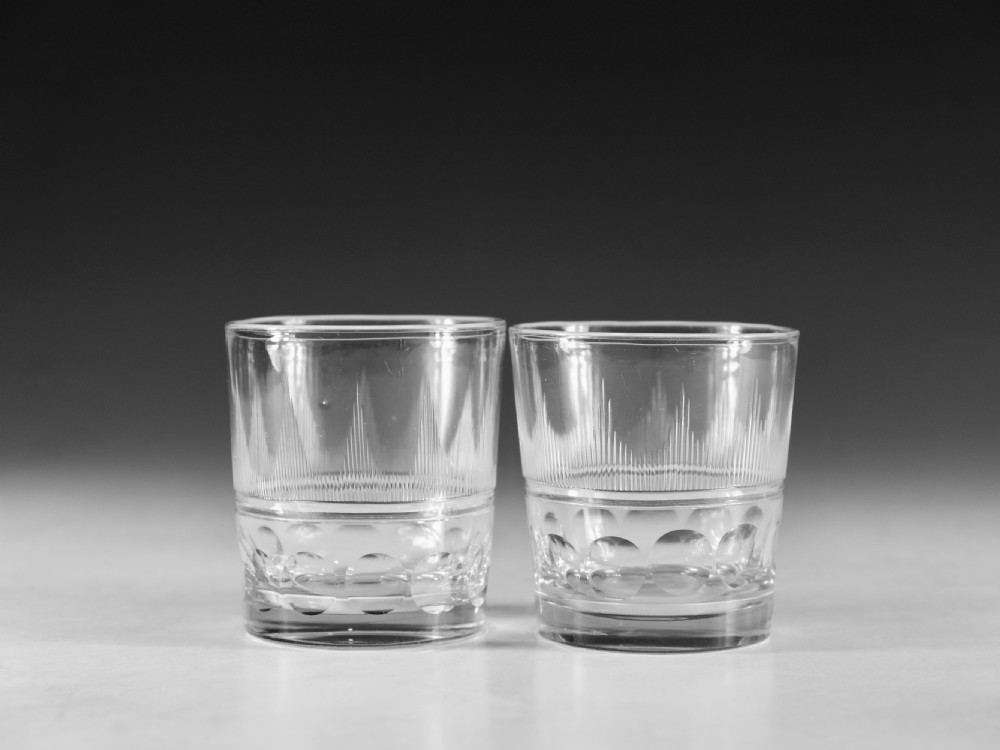 Antique glass tumblers pair English c1830-40