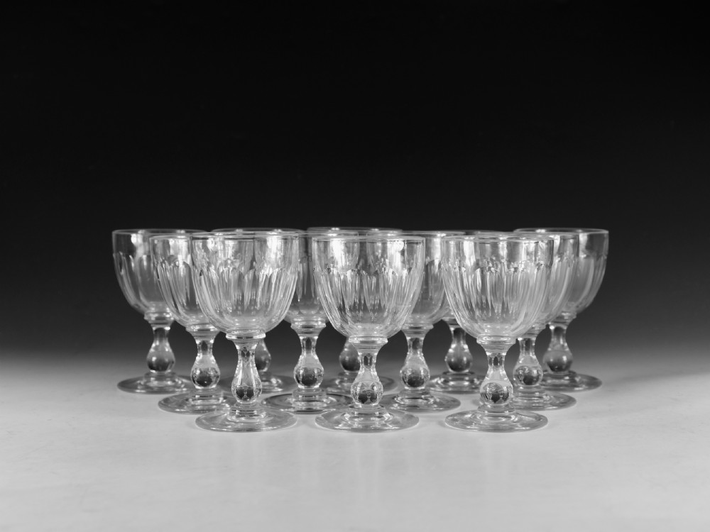 Antique glass twelve wine glasses English c1890