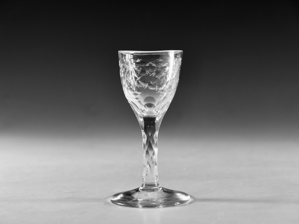 Antique glass facet wine glass English c1780