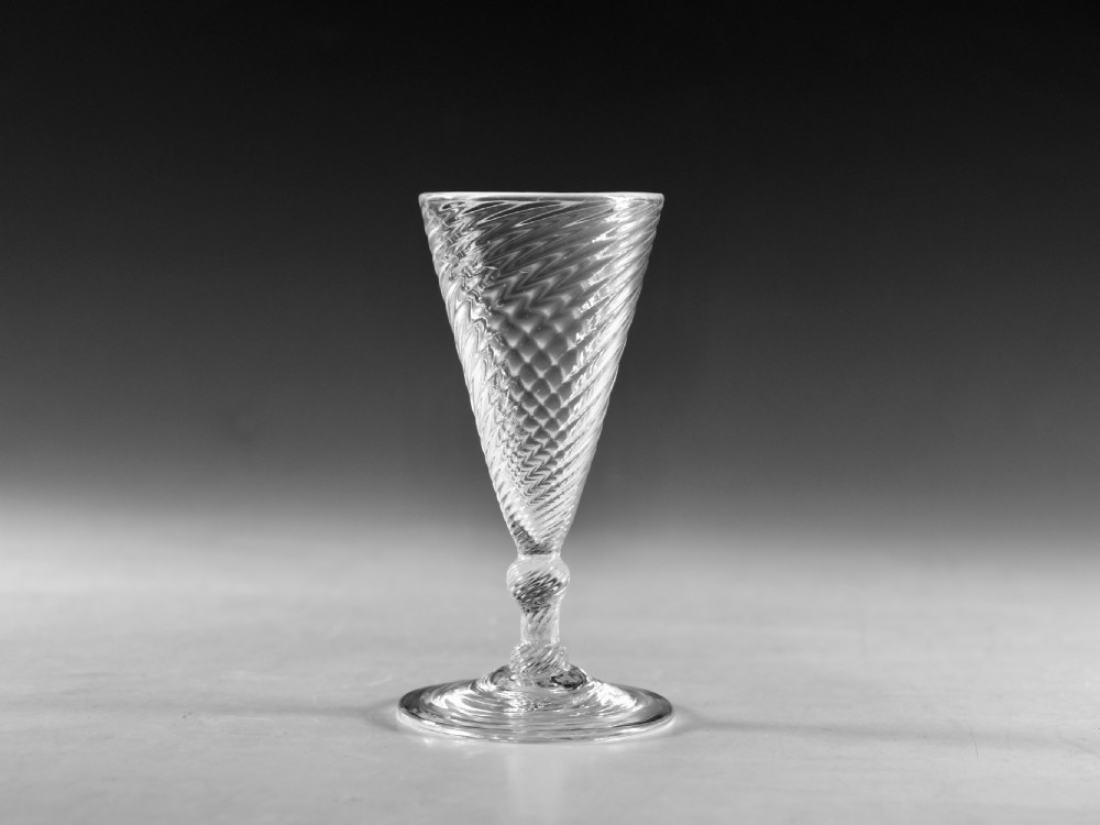 Antique glass ale glass wrythen English c1790
