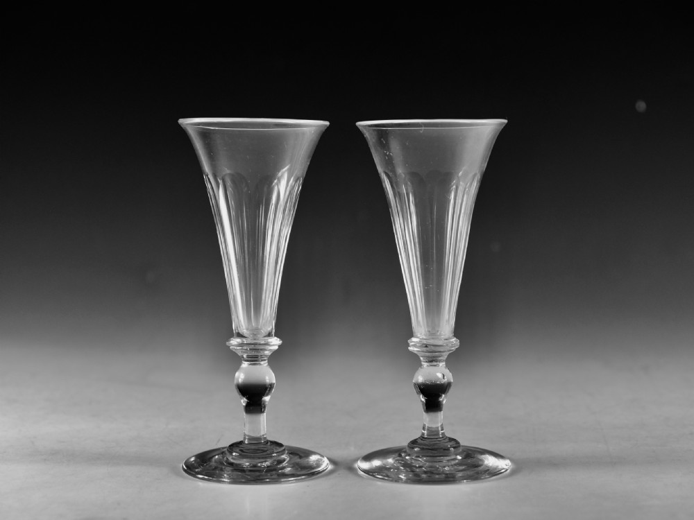 Antique glass flutes pair English c1830