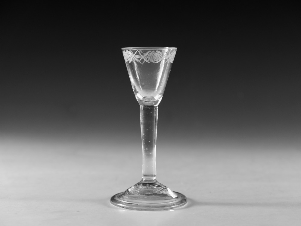 Antique glass wine glass plain stem English c1760