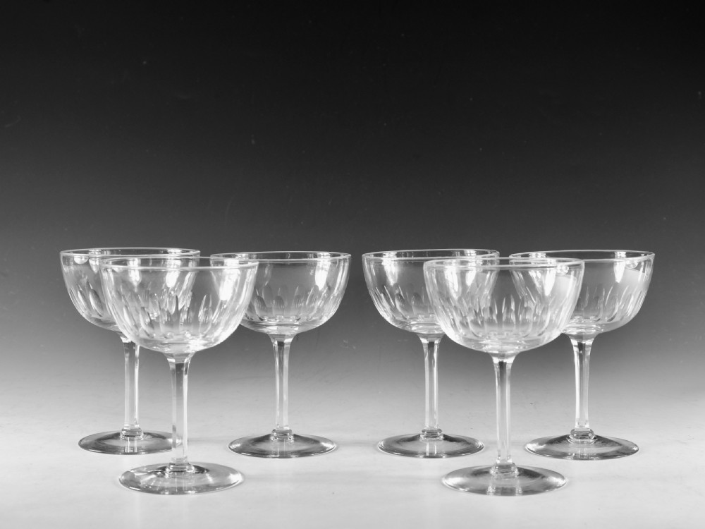 Antique glass six champagne glass English c1890