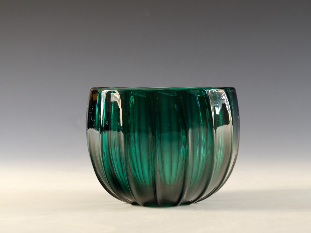 Antique glass green finger bowl English c1820