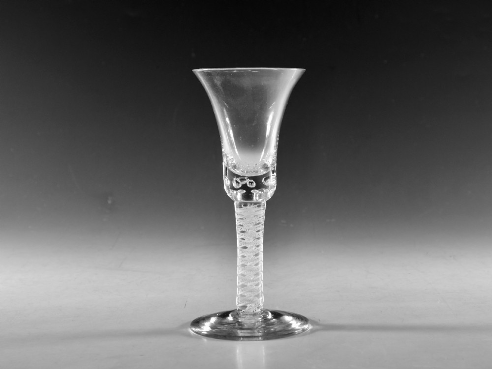 Antique glass opaque twist wine glass c1770