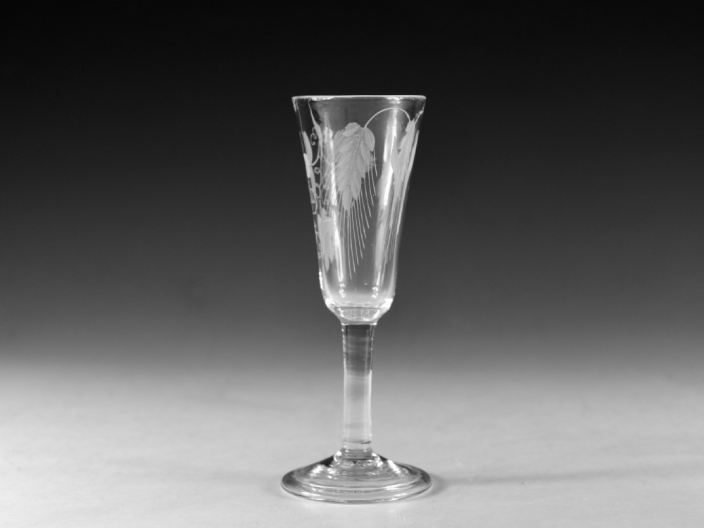Antique glass ale glass plain stem English c1750