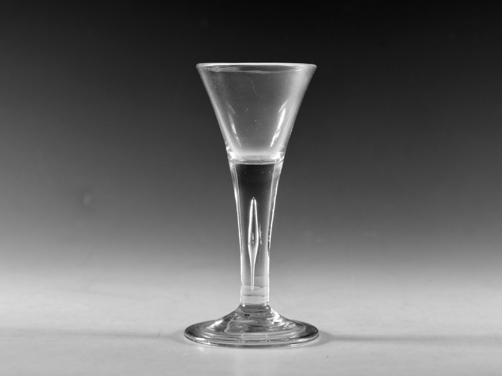 Antique glass plain stem wine glass English c1750