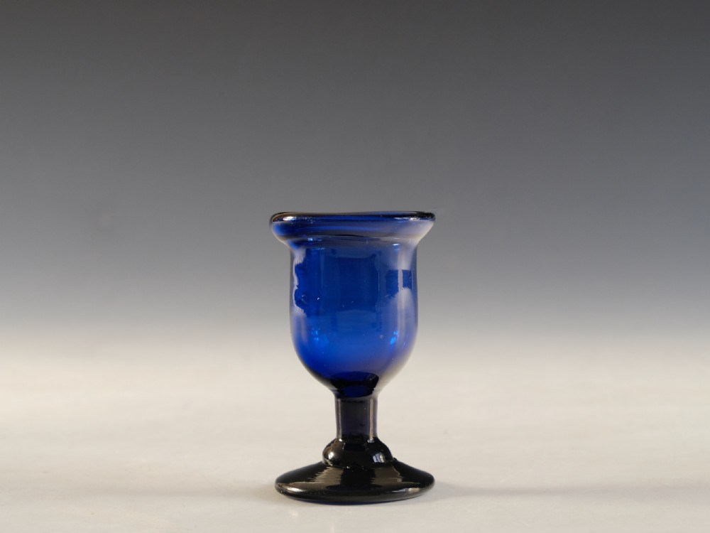 Antique glass egg cup blue English 1790