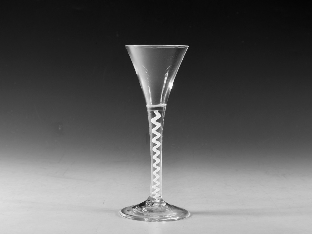 Antique glass opaque twist wine glass English c1765