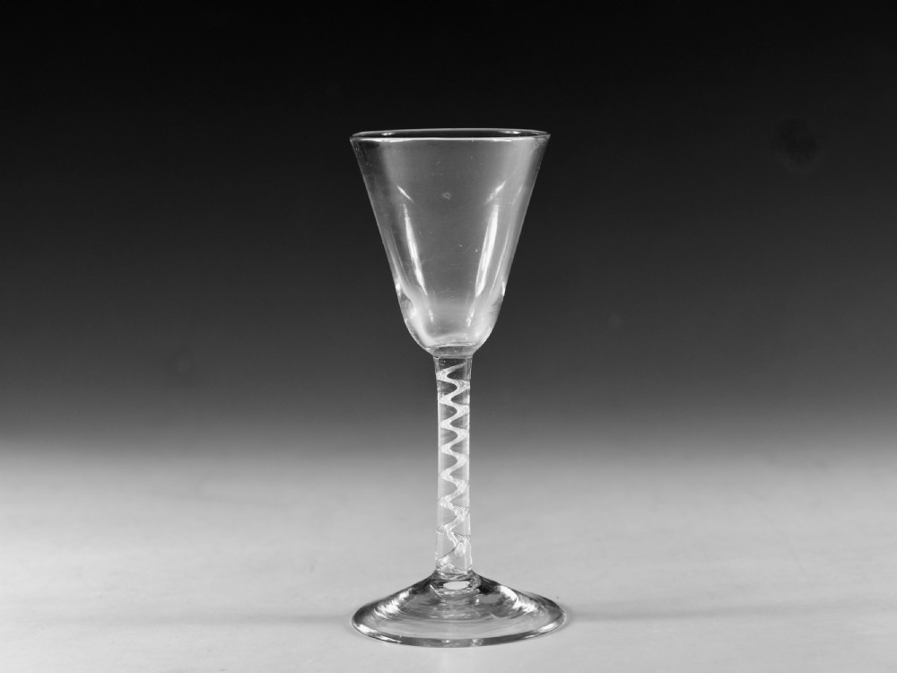 Antique glass air twist wine glass English c1755