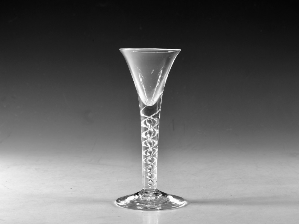 Antique glass mercury twist wine glass English c1755