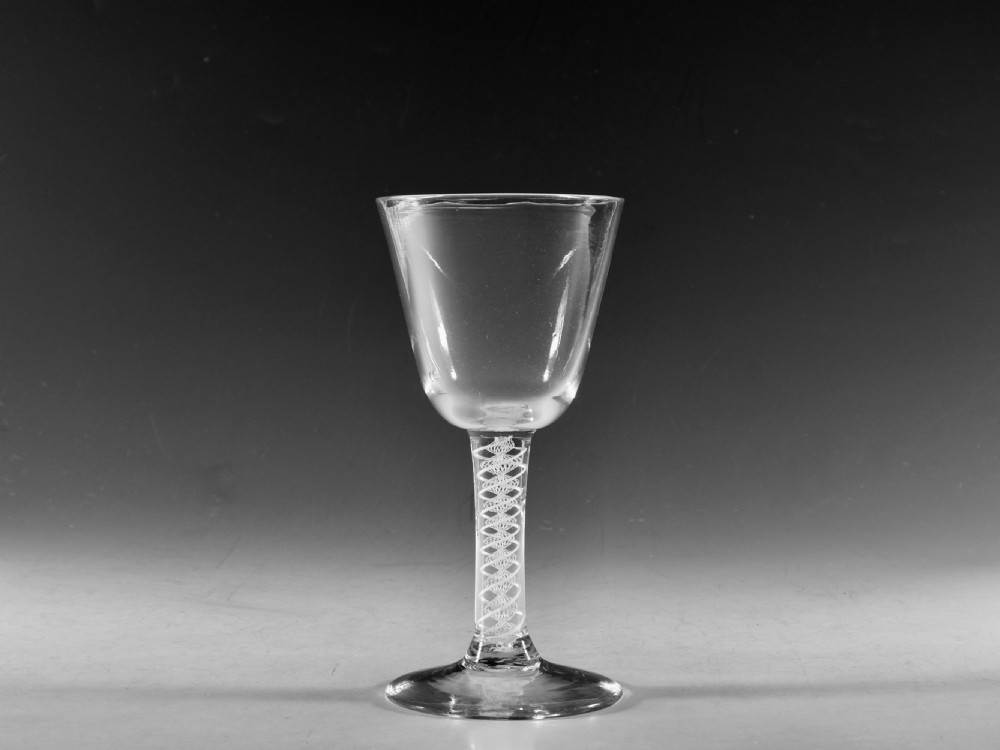 Antique glass goblet opaque twist stem English c1765