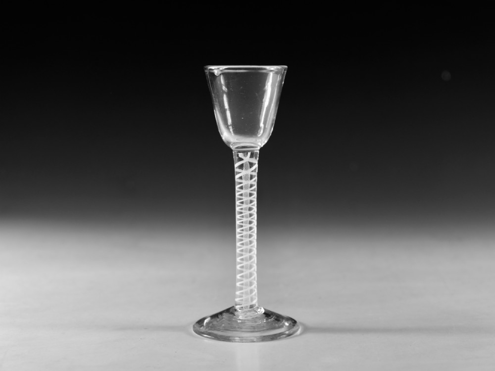 Antique glass opaque twist cordial glass English c1765