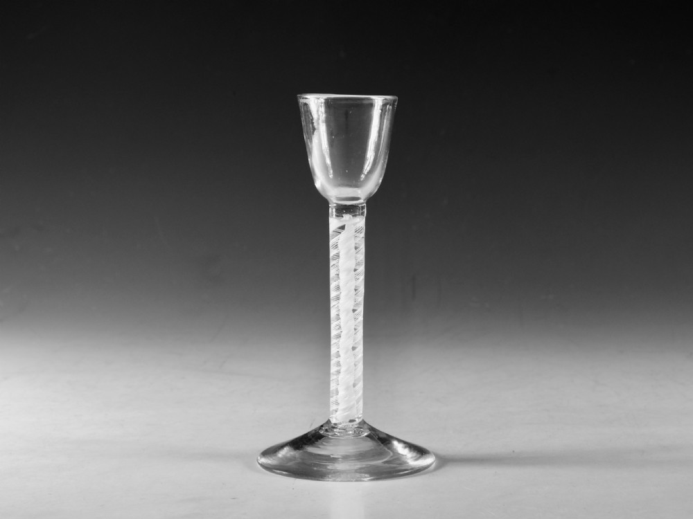 Antique glass opaque twist cordial glass English c1765