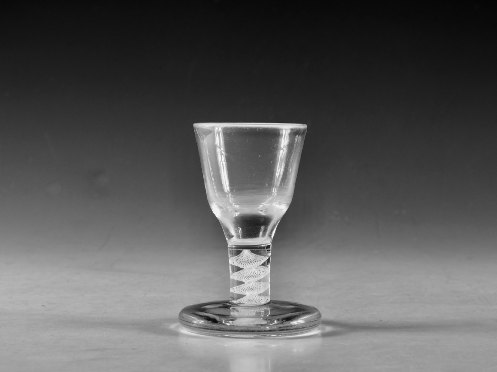 Antique glass opaque twist firing glass English c1765