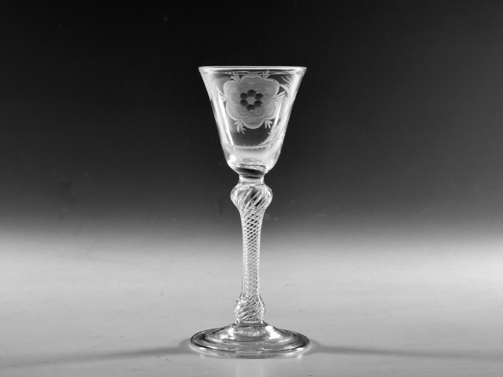 Antique glass Jacobite wine glass English c1745