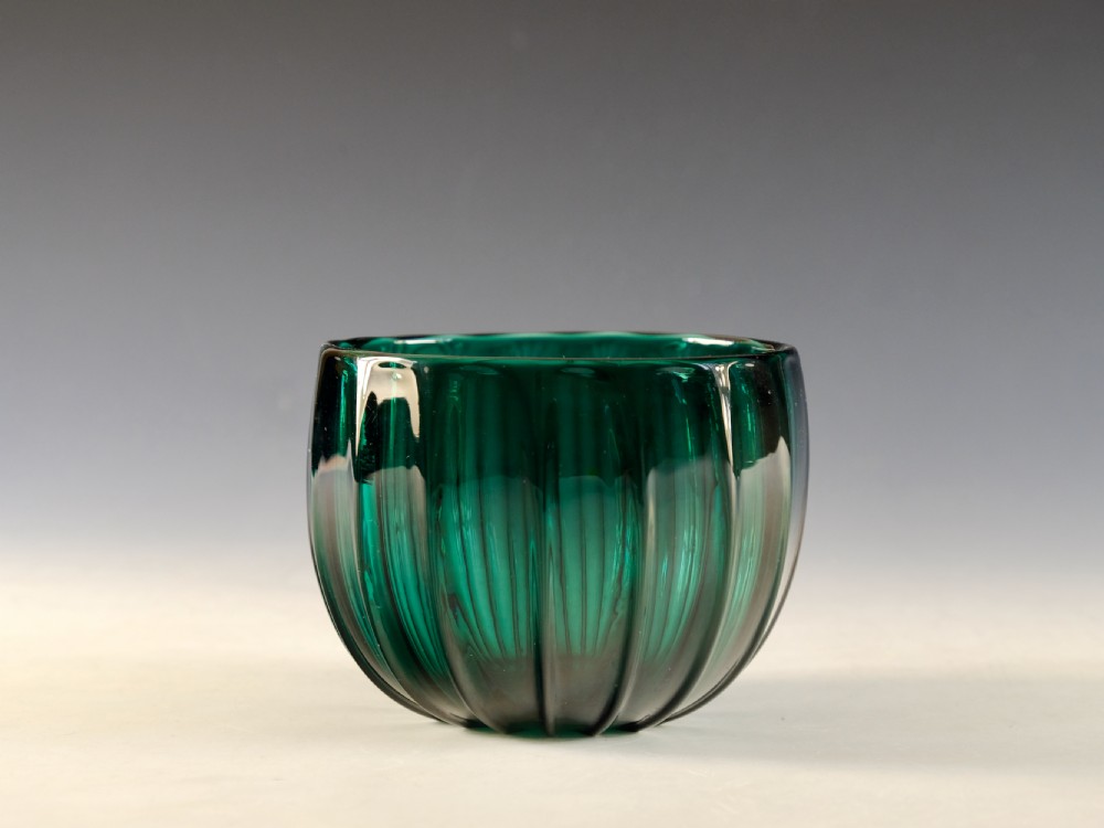 Antique glass green finger bowl English c1820