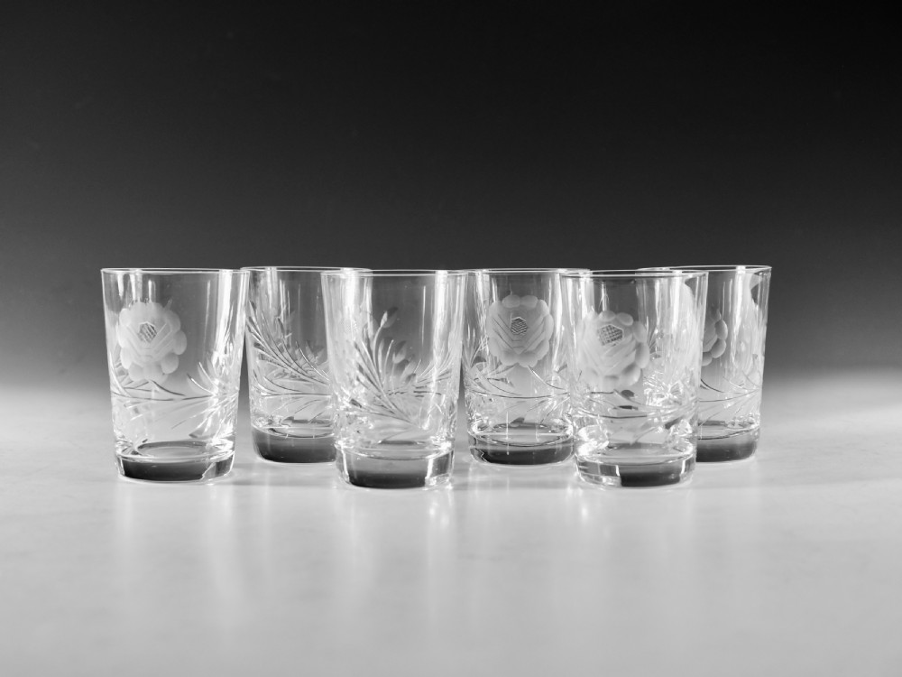 Antique glass six tumblers Brierley early 20th Century View II