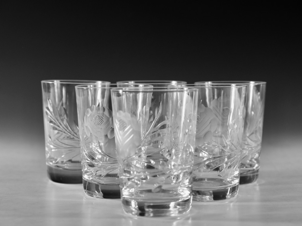 Antique glass six tumblers Brierley early 20th Century View III