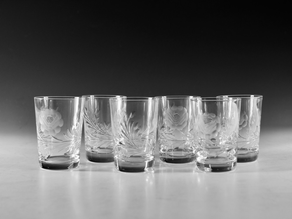 Antique glass six tumblers Brierley early 20th Century View IV