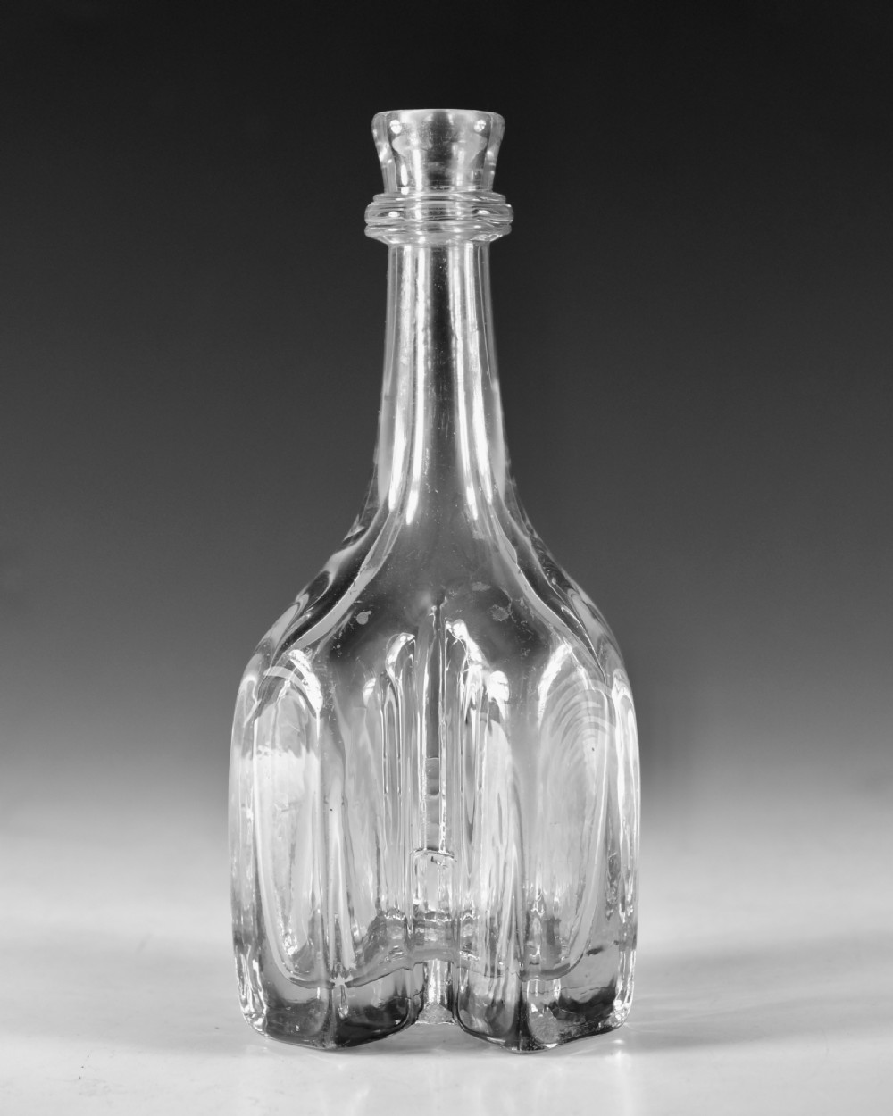 Antique glass - cruciform serving bottle English c1730 View II