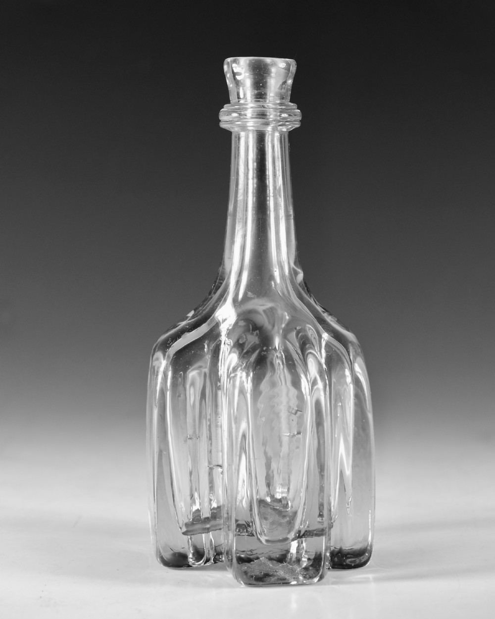 Antique glass - cruciform serving bottle English c1730 View III