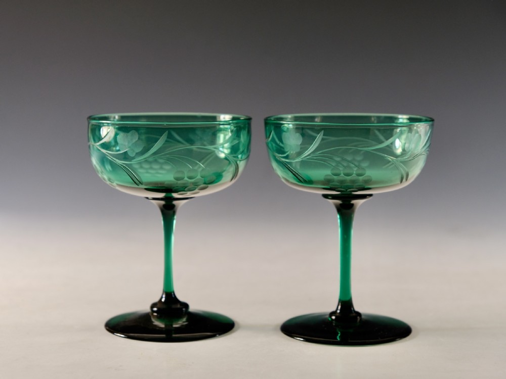 Antique glass - pair of champagne glasses English c1860