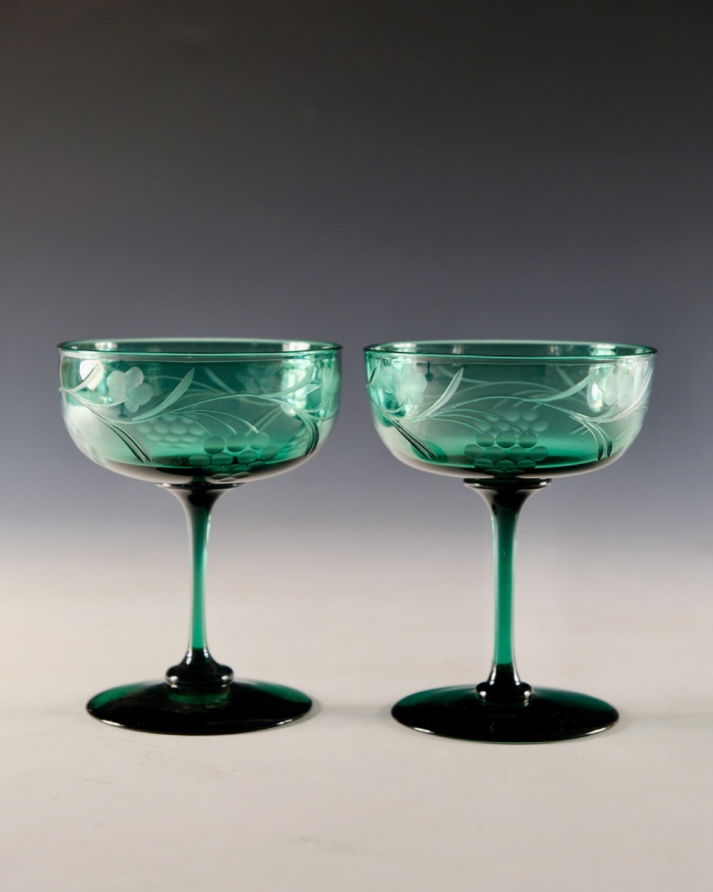 Antique glass - pair of champagne glasses English c1860 View II