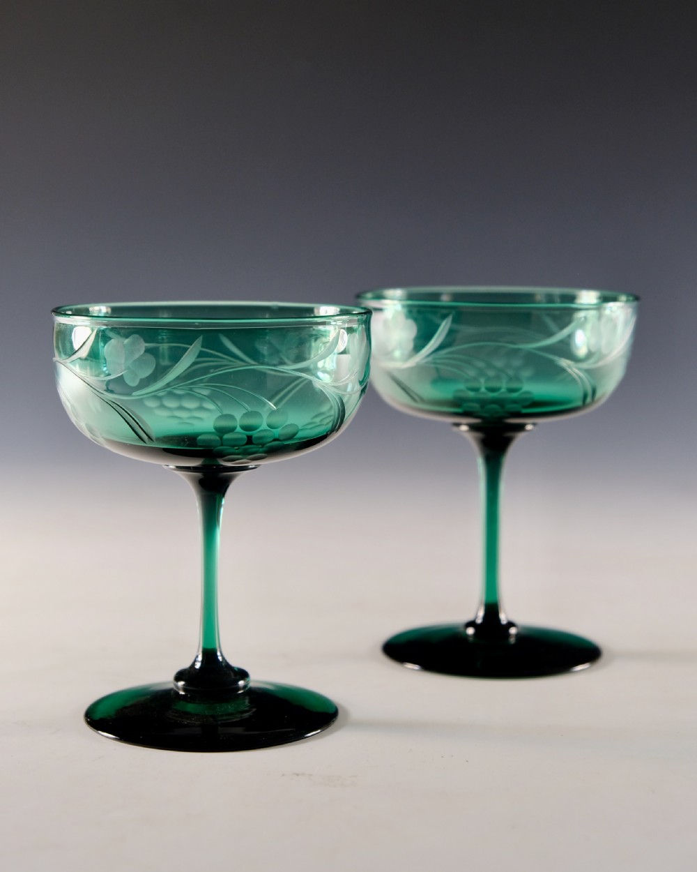 Antique glass - pair of champagne glasses English c1860 View III