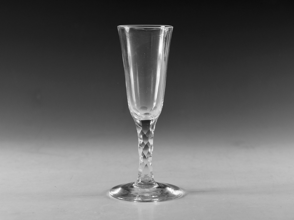 Antique glass - facet stem ale glass English c1780