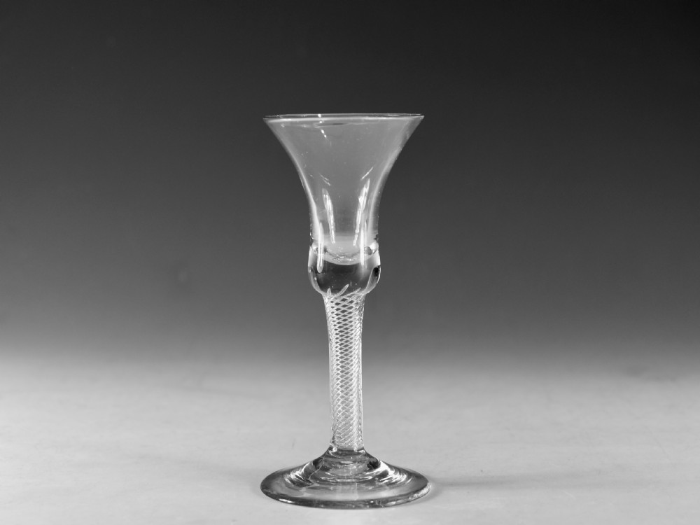 Antique glass - multi spiral air twist wine glass English c1755