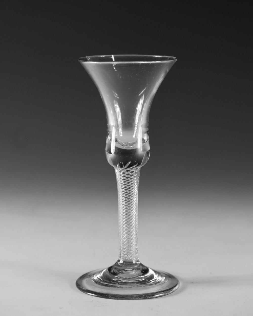 Antique glass - multi spiral air twist wine glass English c1755 View II