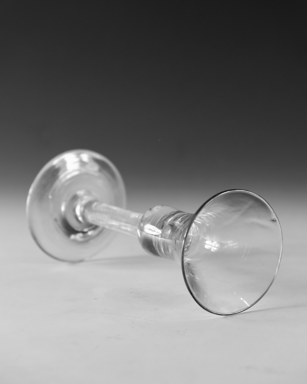 Antique glass - multi spiral air twist wine glass English c1755 View IV