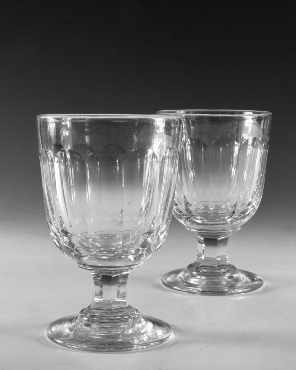 Antique glass - pair of rummers English c1840 View III