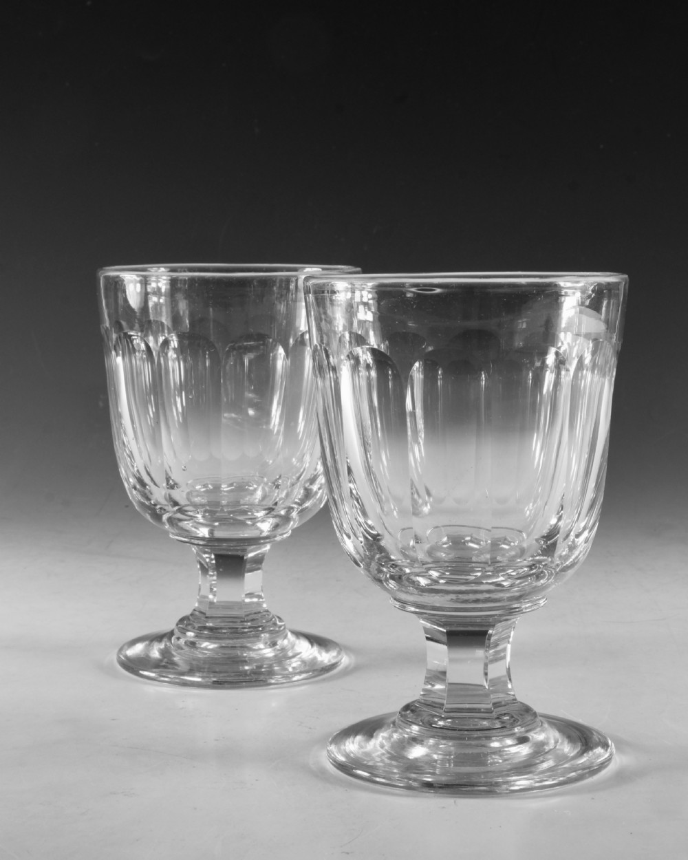 Antique glass - pair of rummers English c1840 View IV