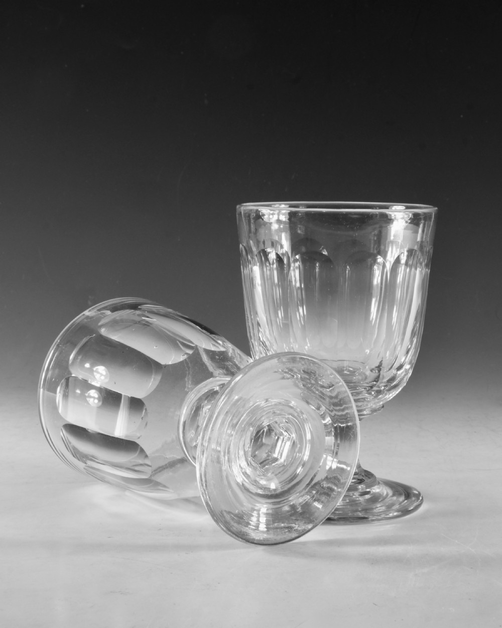 Antique glass - pair of rummers English c1840 View V