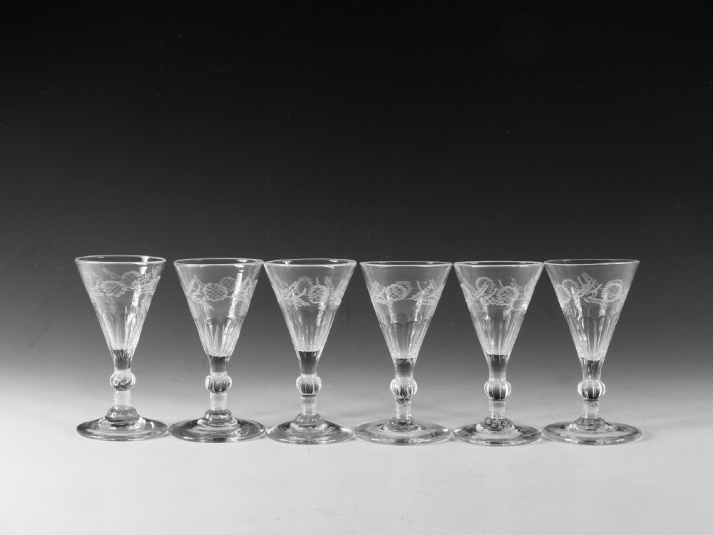 Antique glass - Gin glasses set of six English c1790
